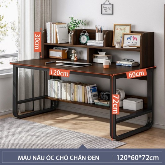 Bàn Học + Bàn Làm Việc 1m2 Không Hộc Tủ Màu Óc Chó